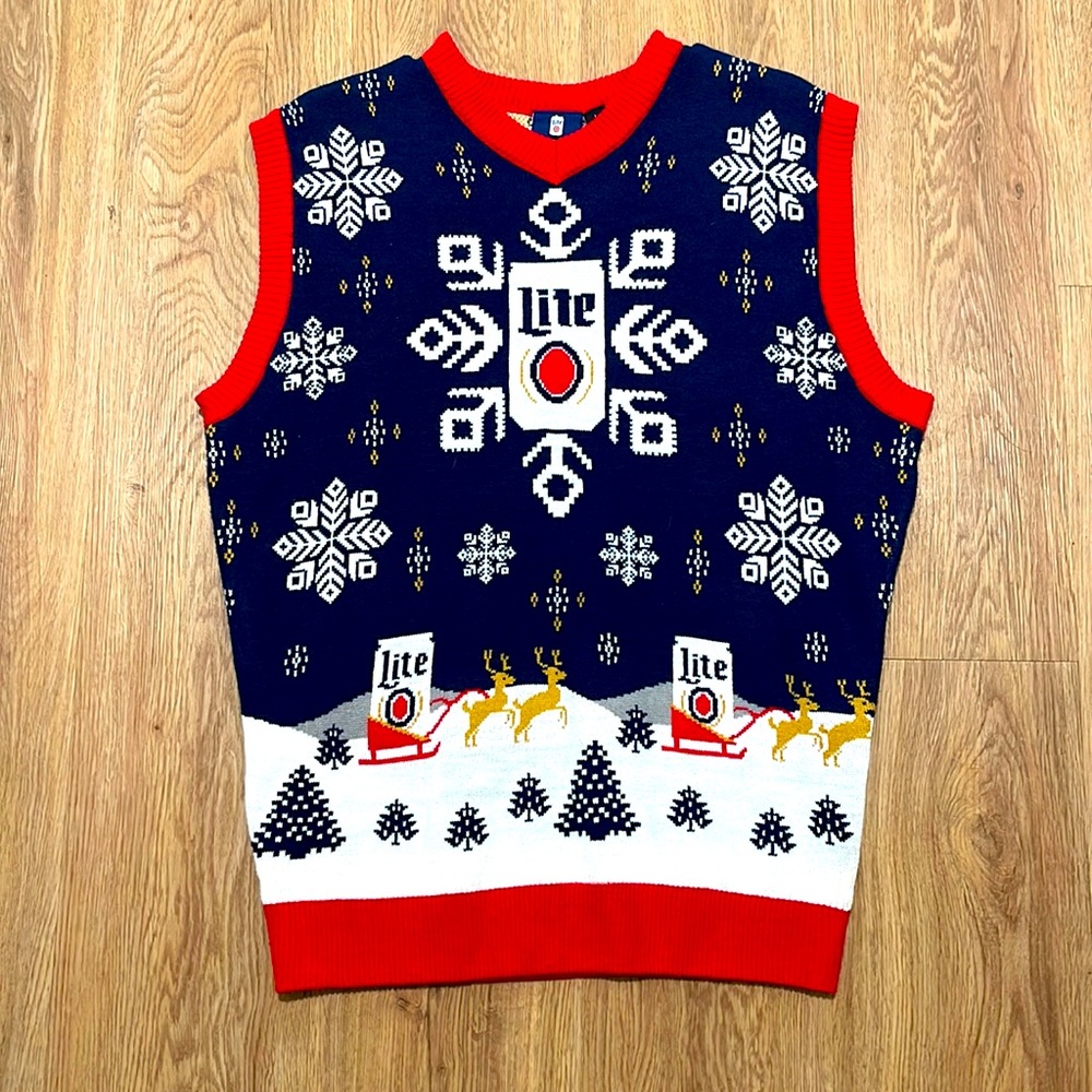 Miller Lite Christmas Sweater Vest